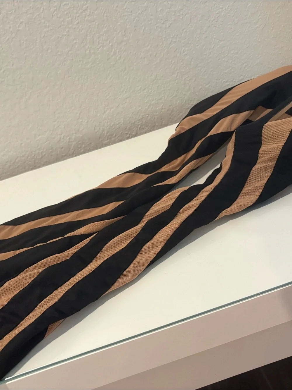 Akira Black and Nude Striped Over-the-Knee Stiletto Boots